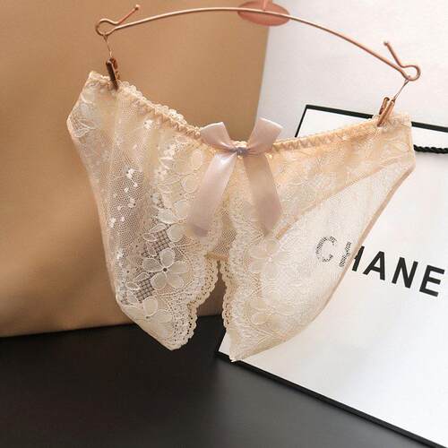 Women's sexy open-crotch  low-waist lace lingerie panties