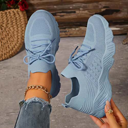 Women's Breathable Knit Upper Fashion Sneakers Lightweight