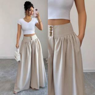 Women's 2026 Spring Autumn High Waist Pleated Wide Leg