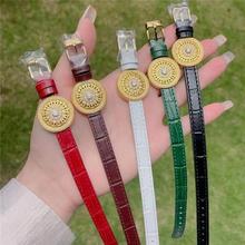 八宝罗盘手表带黄金手腕带竹节纹皮带红色黑色一条过潮流纯色手链