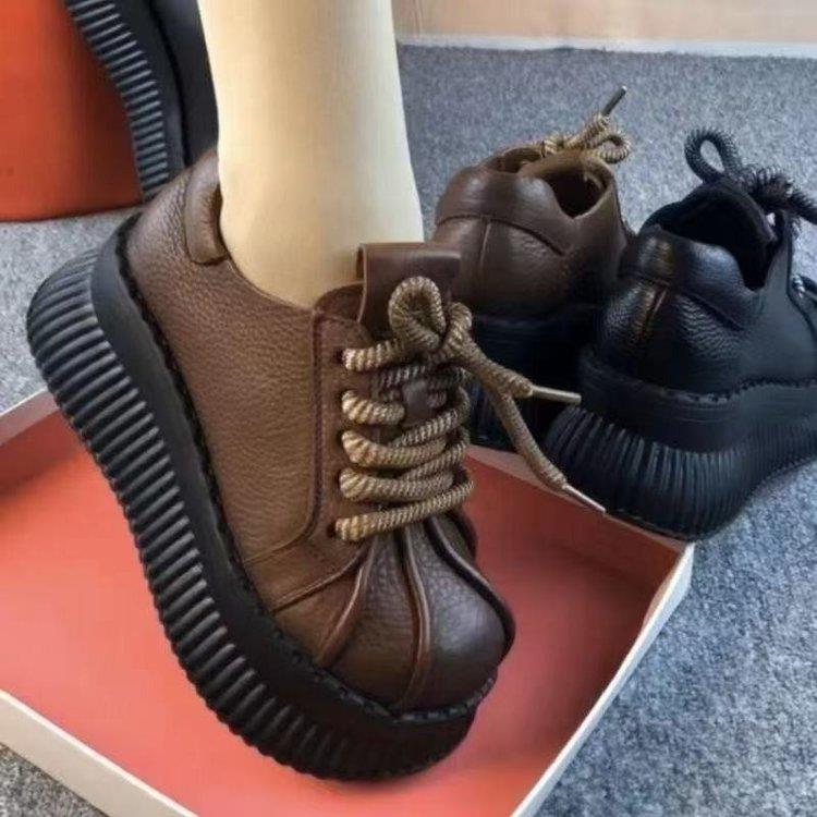 松糕厚底保暖休闲棉鞋女2025冬季新款小个子增高加绒大头褶皱棉靴