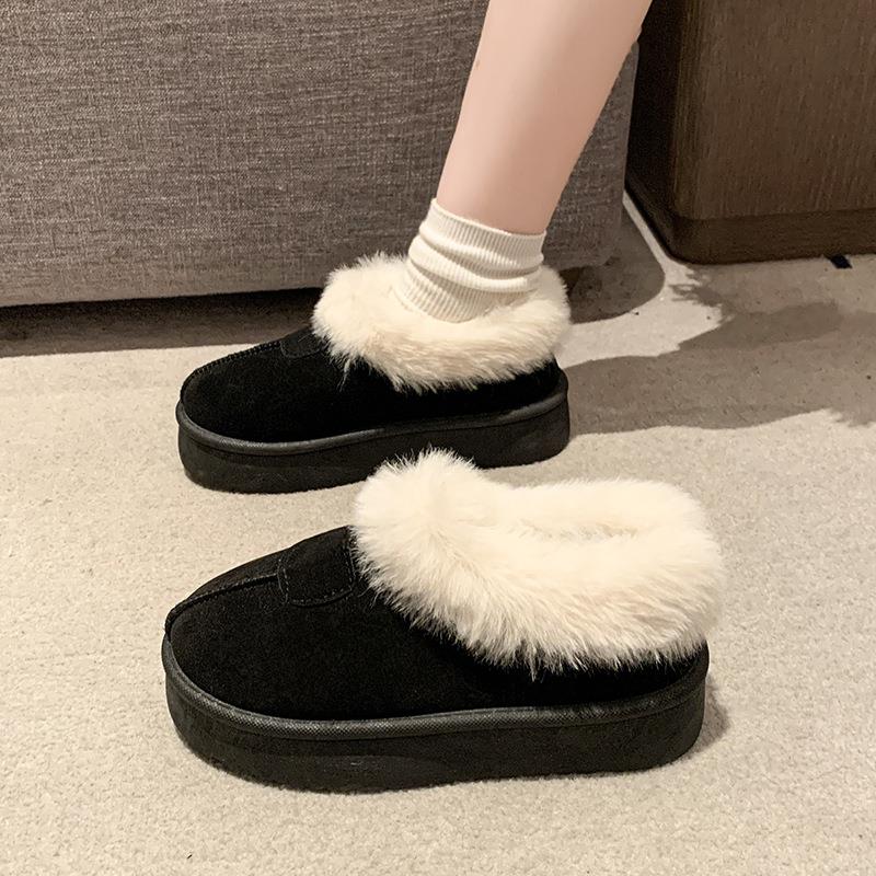 短筒一脚蹬加绒加厚小个子女士雪地靴子2025年秋冬季新款保暖棉鞋