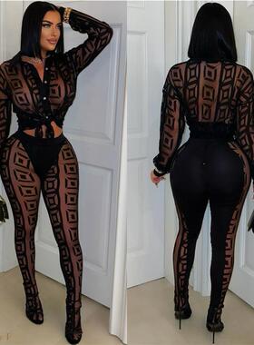 two-piece set woman Sexy Mesh See Through Women 2 Piece
