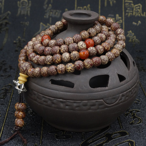 印尼血丝金线菩提子念珠项链手串