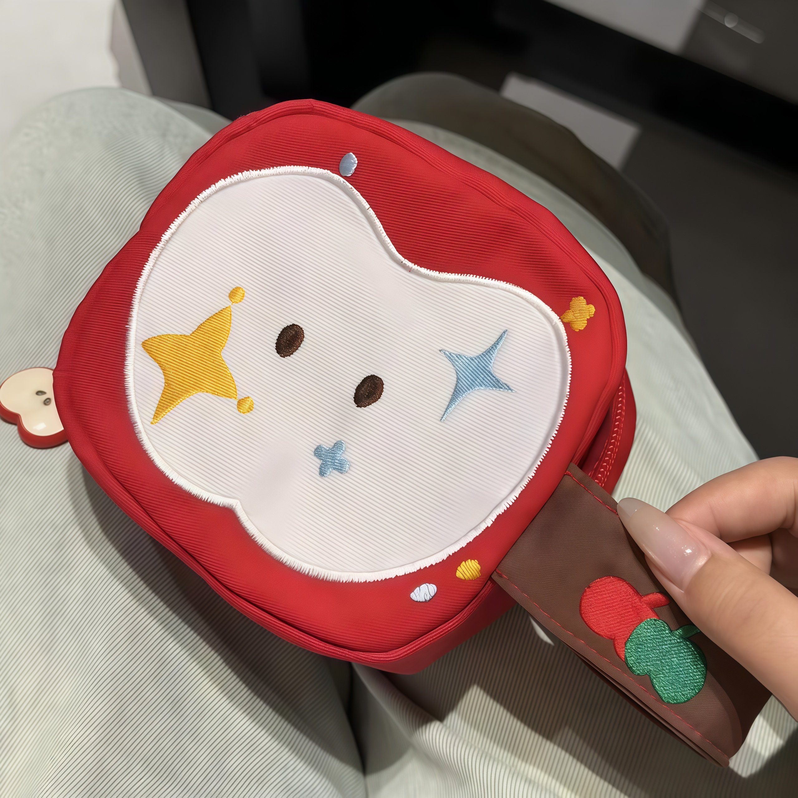 刺绣苹果钱包零钱包女款轻薄小巧ins风卡包精致可爱高颜值钱袋子