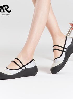 ILR因爱乐诗时尚松紧带玛丽珍德训单鞋女坡跟软底超轻运动芭蕾鞋