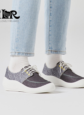 ILR因爱乐诗新款拼色休闲鞋女百搭软底坡跟轻盈舒适深口运动单鞋