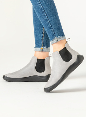 ILR因爱乐诗百搭超轻切尔西短筒靴平底一脚蹬女鞋加厚雪地靴