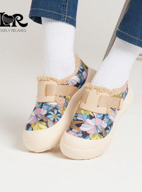 ILR因爱乐诗冬季毛绒厚底勃肯鞋女全包保暖舒适圆头时尚休闲鞋