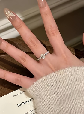 莫桑钻戒指锆石戒指鸽子蛋戒指女轻奢高级感时尚轻奢食指戒