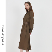 Jane 气质百搭V领连衣裙QLY41006 新款 express 简表达24年秋季