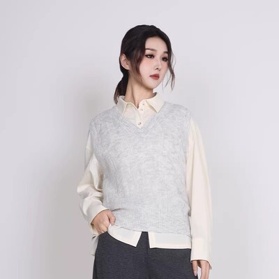 羊驼毛针织修身内搭马甲