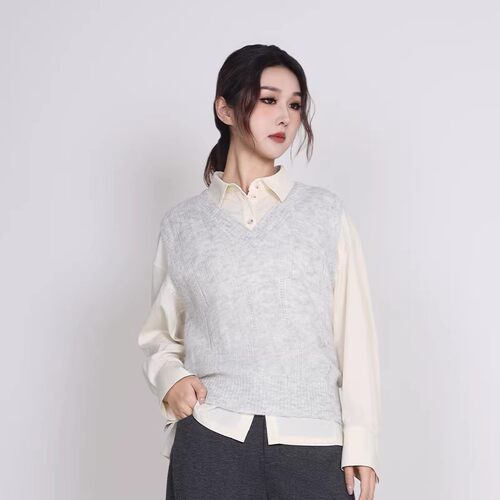 羊驼毛针织修身内搭马甲