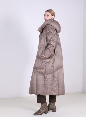 /百搭宽松保暖休闲连帽长款羽绒服DYR42003