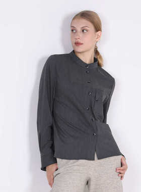 /24年冬季新款气质简约灰棕色衬衣DCY43001