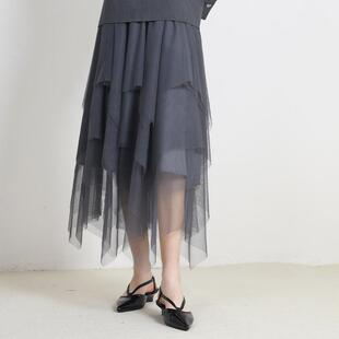 Jane 简表达春季 新款 半身裙仙女裙不规则网纱CBQ51002 express