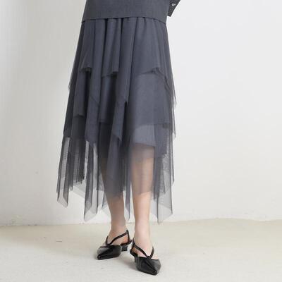 中长款不规则网纱仙女裙