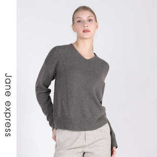 百搭套头高级灰棕毛衫 Jane 新款 简表达24年冬季 DMS43001 express