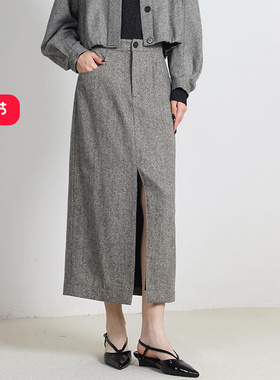 Jane express/简表达25春新款复古设计感西装裙时髦半裙CBQ51003