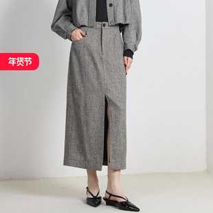 Jane express/简表达25春新款复古设计感西装裙时髦半裙CBQ51003