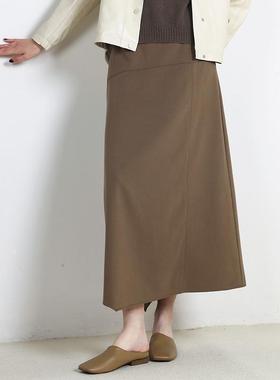 Jane express/简表达25年春季新款半裙纯色A版显瘦泥炭藓CBQ51001