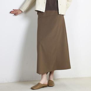Jane express/简表达25年春季新款半裙纯色A版显瘦泥炭藓CBQ51001