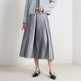 Jane express/简表达百搭半身裙高腰宽松休闲风垂感气质CBQ53002