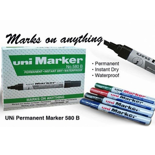 日本UNI三菱进口记号笔 580B油性笔MARKER记号笔 马克大头笔