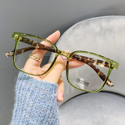 透绿眼镜框女大脸显瘦素颜神器