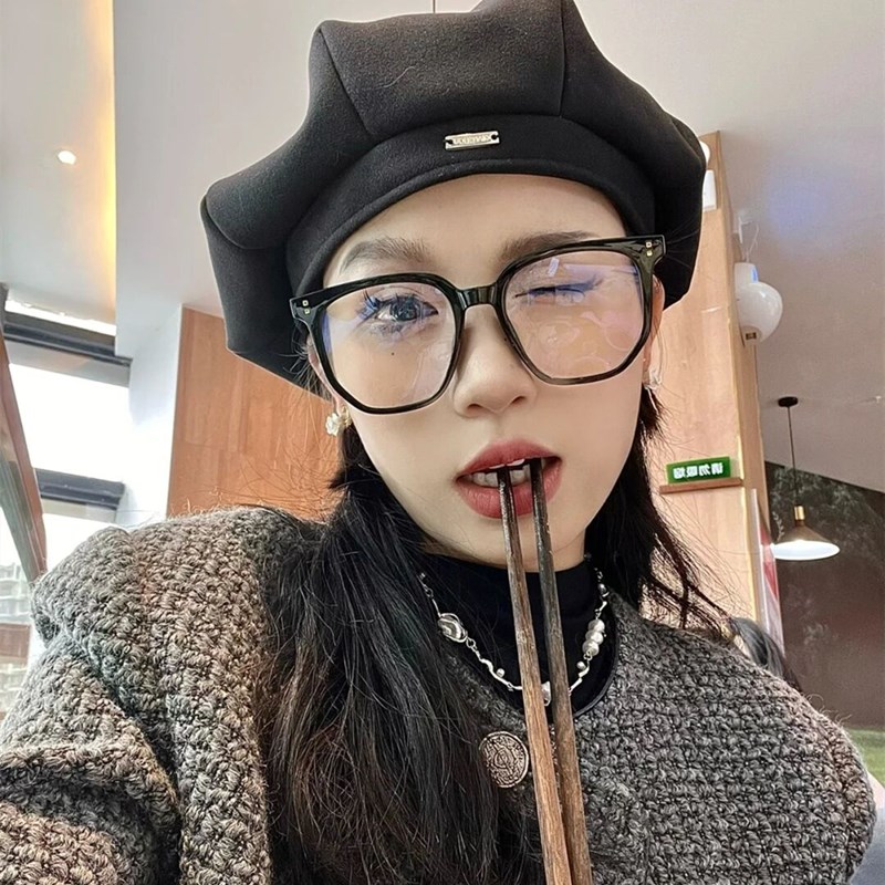 复古粗黑框眼镜框女韩版无度数男