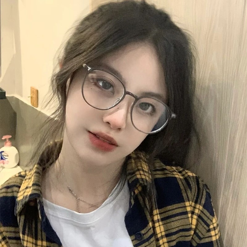 冷茶色眼镜框近视女可配度数镜片