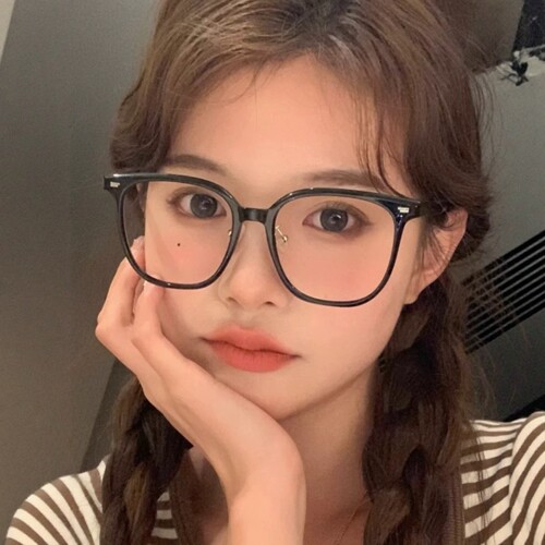 超轻黑框眼镜近视女网上可配度数防蓝光变色大框显瘦素颜眼睛框架 - 封面