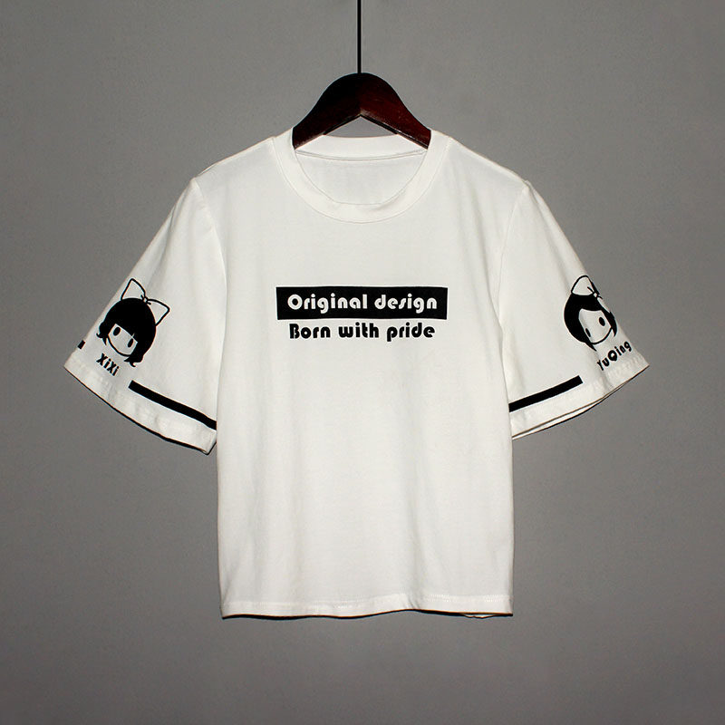 321 夏季新款字母印花短袖T恤女ins潮小清新学院风少女百搭上衣