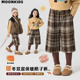 子格子裤 洋气女孩加厚直筒裤 冬季 儿童假两件打底裤 新款 女童加绒裤