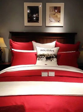 [一口价秒杀]Lexington纯棉红色四件套（质量问题外，不退不换）