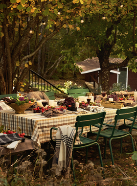 Lexington棉麻彩色格纹桌布棉麻方形格纹餐巾黑白格纹围裙家用