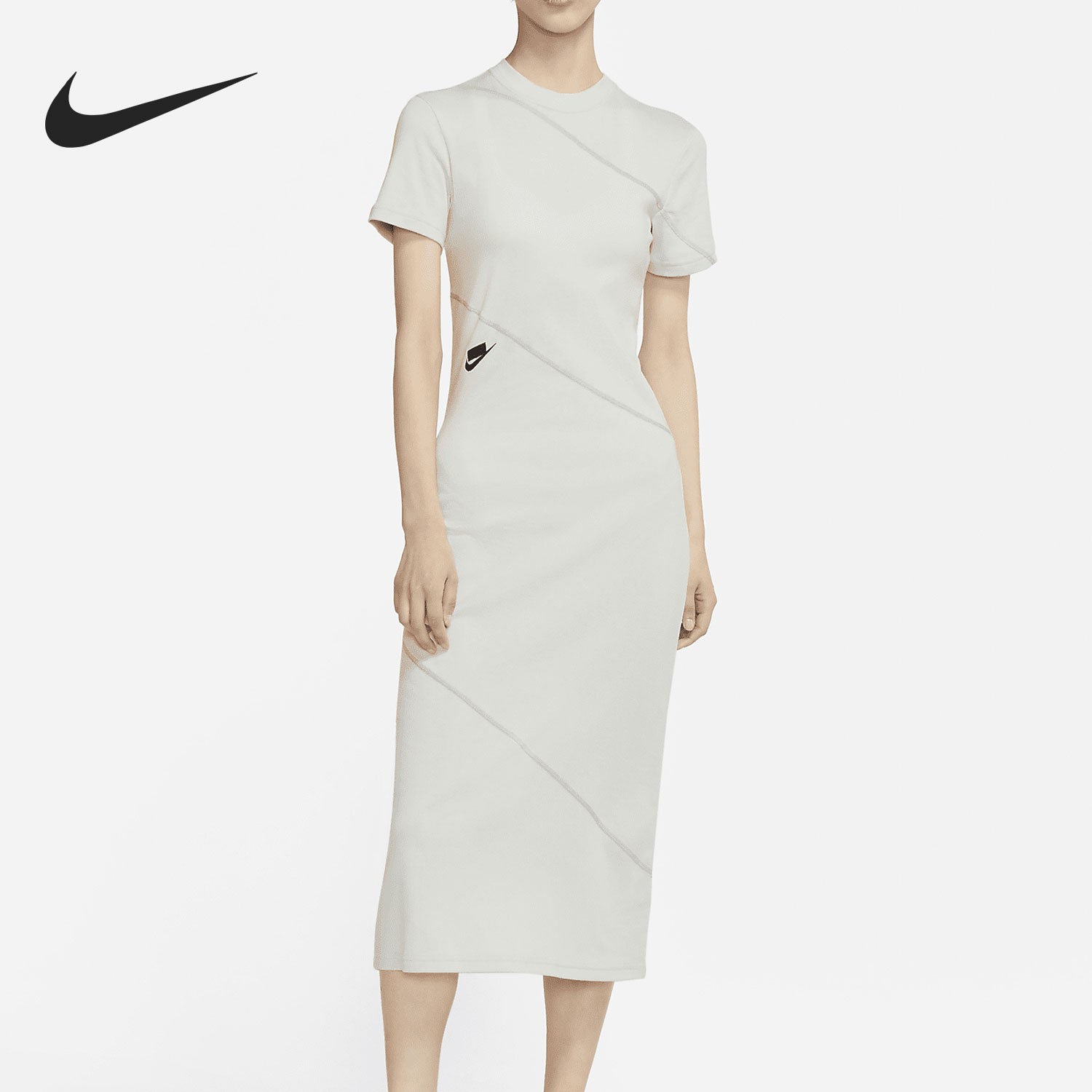 Nike/耐克正品夏季新款女子圆领短袖休闲长款连衣裙CZ9355-034