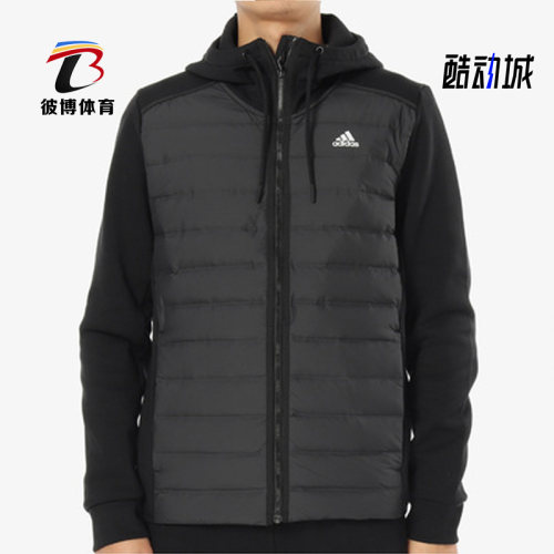 Adidas冬季连帽运动羽绒服外套