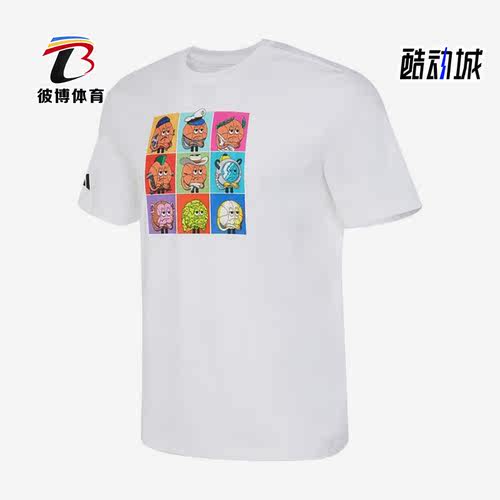阿迪达斯男子运动卡通印花短袖