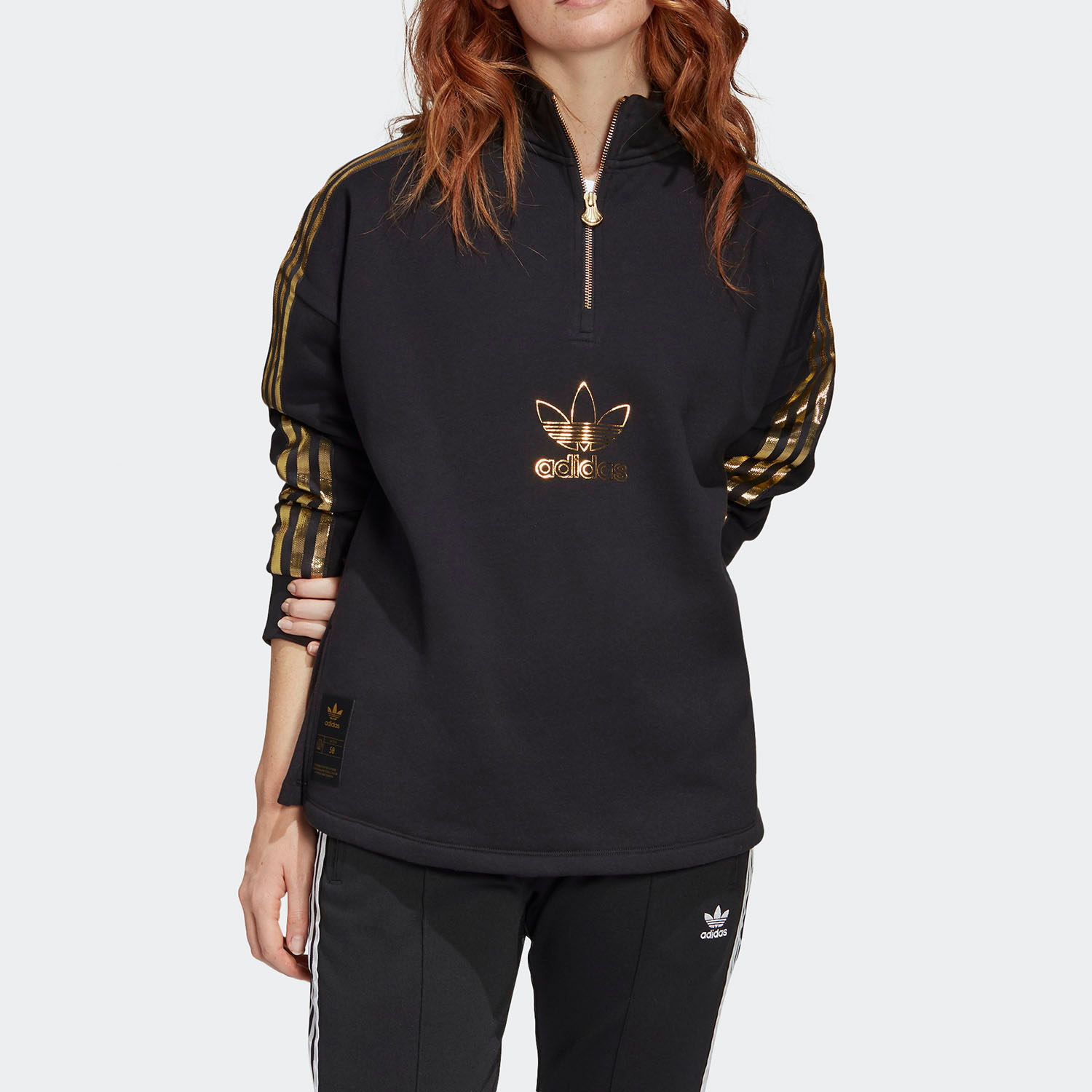 Adidas/阿迪达斯正品春季新款运动套头半拉链长袖外套 GK1726