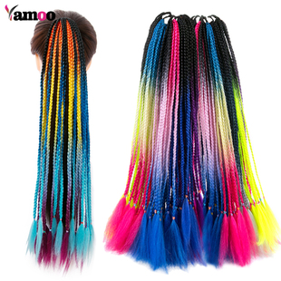 假发马尾脏辫绑带式小辫子儿童双马尾麻花辫女长发民族风彩色渐变