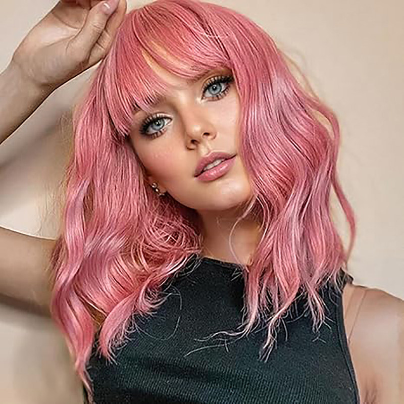 欧美整顶假发头套水波纹卷短发BOBO头 Short Colorful Hair Wigs