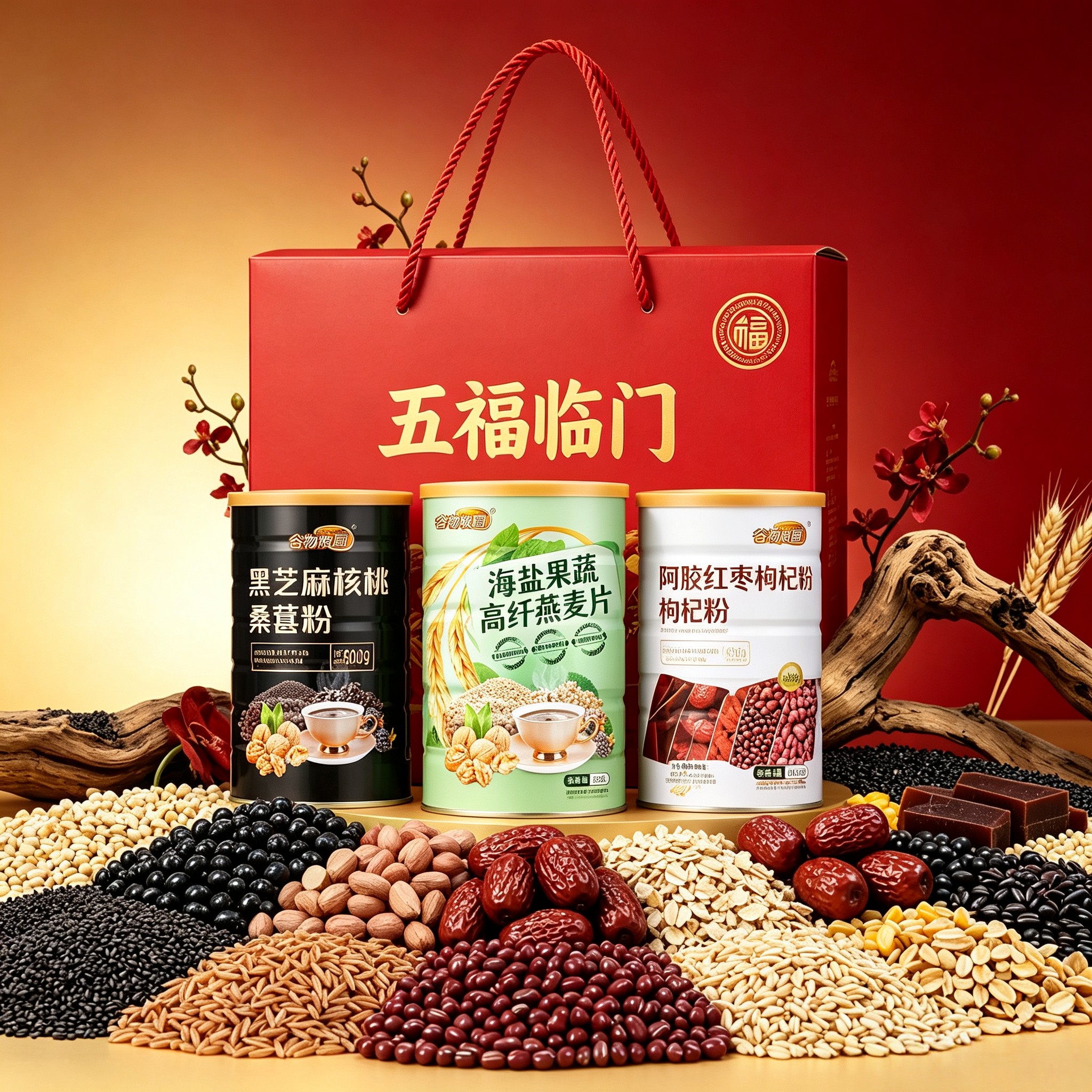【中秋食养礼盒1.7kg】黑芝麻糊山药葛根玉米羹谷物粉节日送长辈