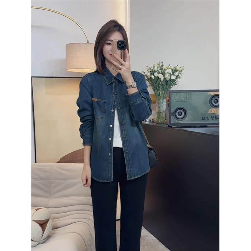 深蓝色加绒牛仔衬衫女款2024秋冬新款宽松休闲中长款内搭加厚外套,个性定制/设计服务/DIY,棉服工装,淘宝优惠券,粉丝福利购,淘宝优惠卷