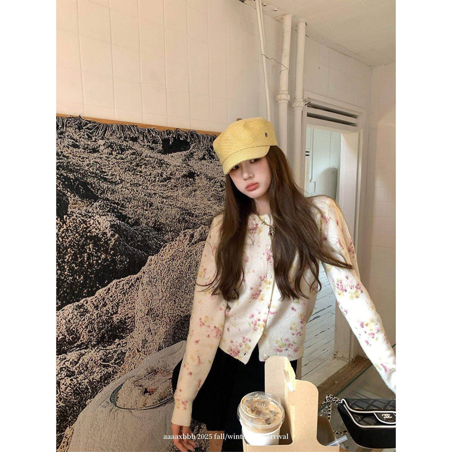 aaaaxbbb 花束日报 韩系小众碎花针织开衫秋冬显瘦长袖毛衣外套女,个性定制/设计服务/DIY,棉服工装,淘宝优惠券,粉丝福利购,淘宝优惠卷