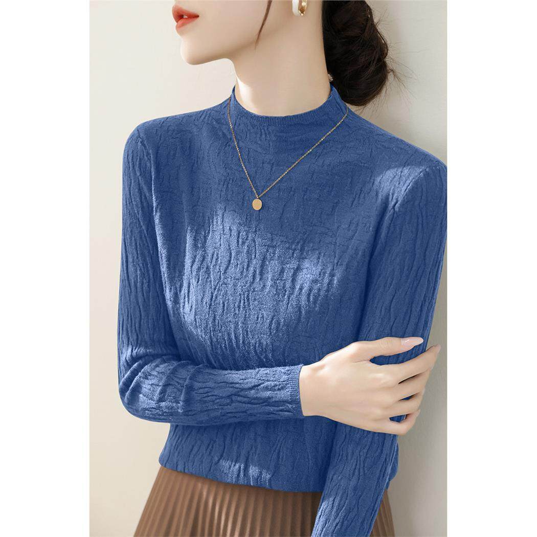 秋冬季新款时尚蓝色半高领长袖针织衫女装修身显瘦内搭打底衫上衣,个性定制/设计服务/DIY,棉服工装,淘宝优惠券,粉丝福利购,淘宝优惠卷