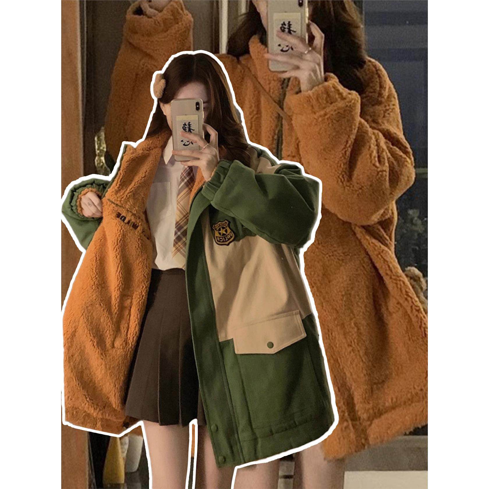 大码女装双面穿绿色派克服外套女冬季新款胖mm加厚保暖羊羔毛棉服,个性定制/设计服务/DIY,棉服工装,淘宝优惠券,粉丝福利购,淘宝优惠卷