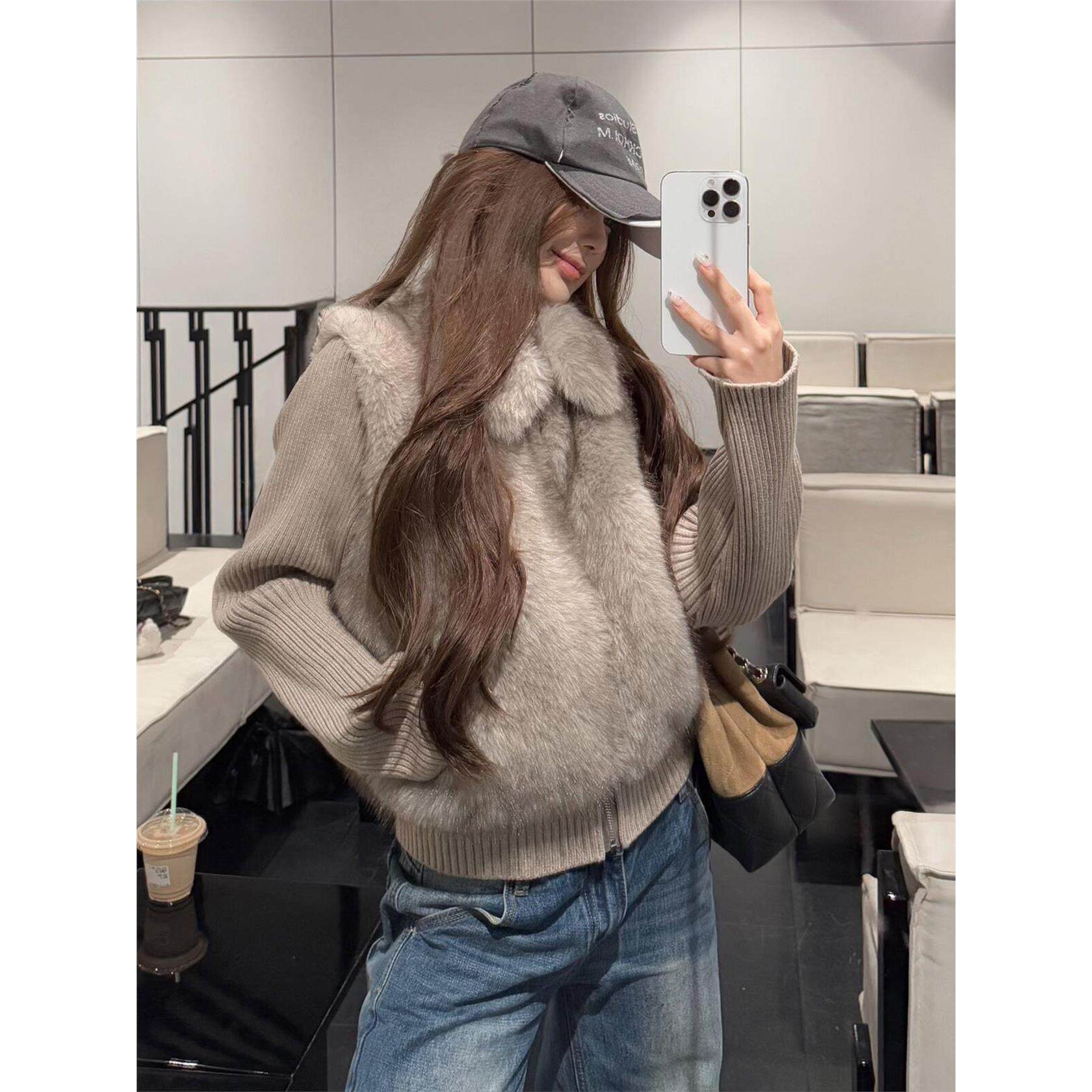 2025冬季新款年轻时尚环保皮草毛毛外套女短款小个子针织袖可拆卸,个性定制/设计服务/DIY,棉服工装,淘宝优惠券,粉丝福利购,淘宝优惠卷