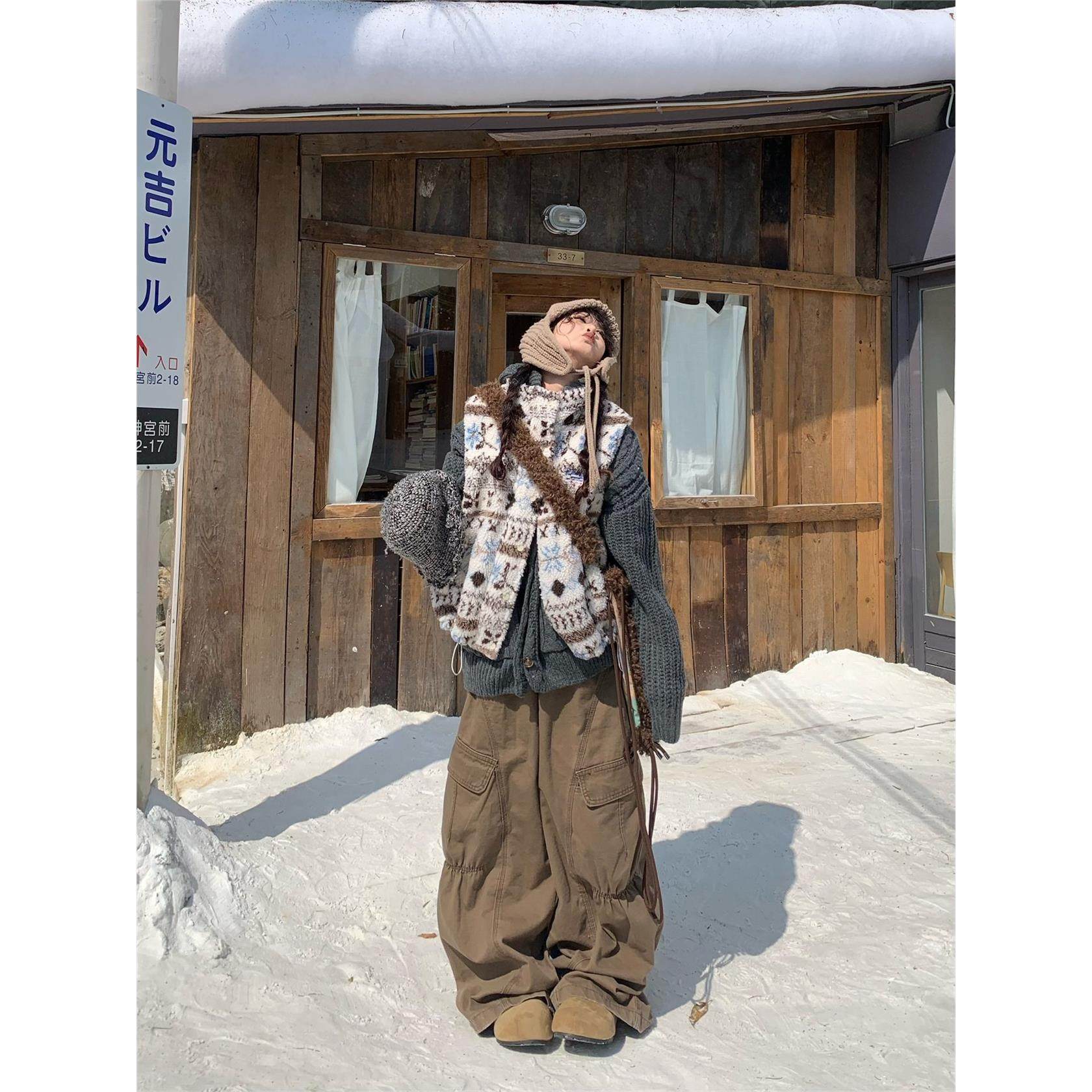 0818很秀美式覆古费尔岛羊羔绒马甲棉服外套女冬季叠穿保暖面包服,个性定制/设计服务/DIY,棉服工装,淘宝优惠券,粉丝福利购,淘宝优惠卷