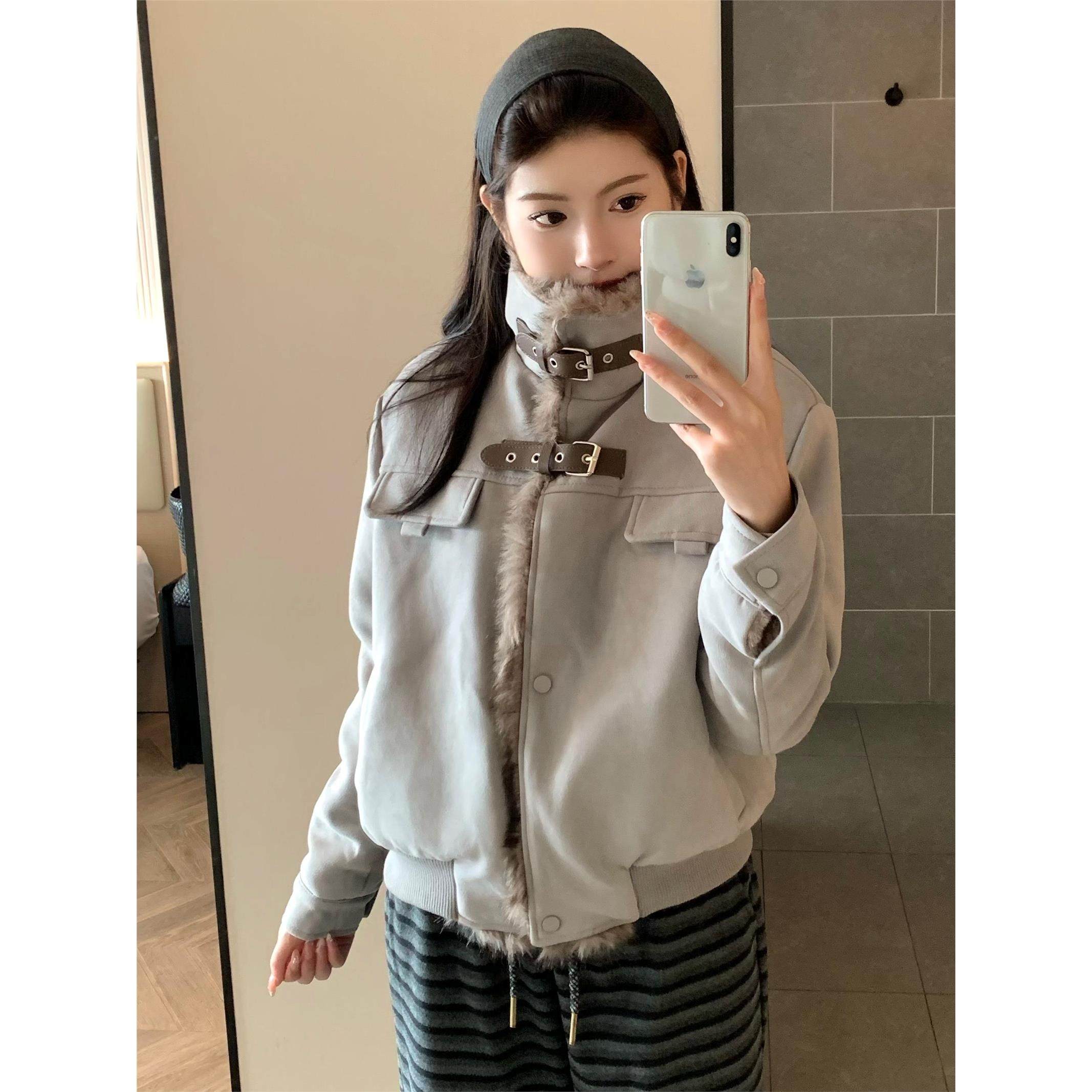 美式覆古毛毛拼接立领机车服夹克情侣冬季加绒加厚短棉衣外套男女,个性定制/设计服务/DIY,棉服工装,淘宝优惠券,粉丝福利购,淘宝优惠卷